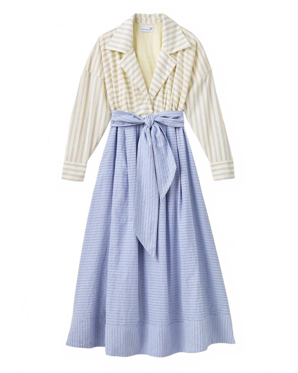 NEW CARTOLINA NANTUCKET women's johanna midi dress in banana stripe